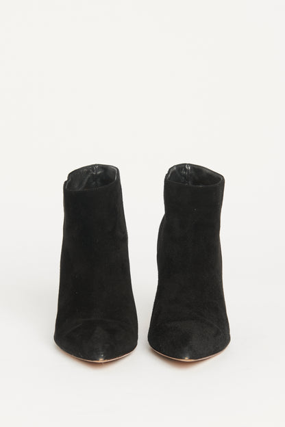 Black Suede Stiletto Preowned Ankle Boots