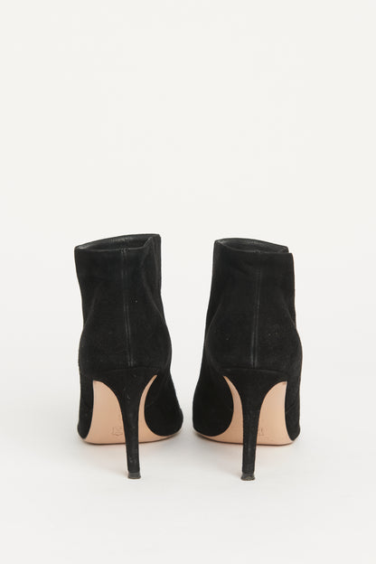 Black Suede Stiletto Preowned Ankle Boots