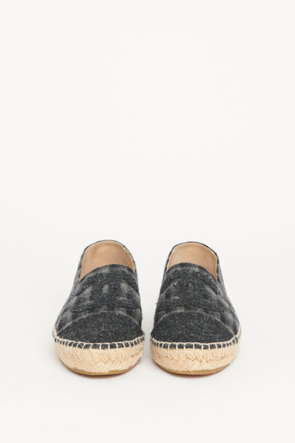 Grey Check Wool Cap Toe CC Preowned Espadrilles