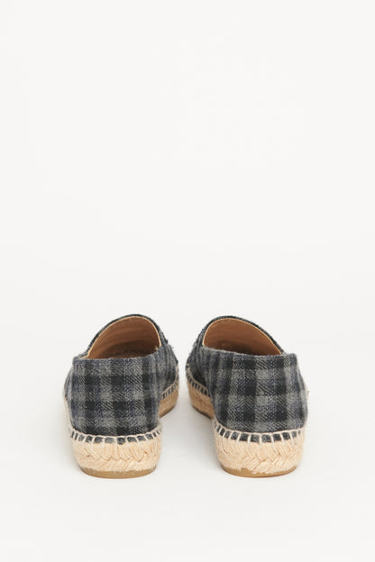 Grey Check Wool Cap Toe CC Preowned Espadrilles