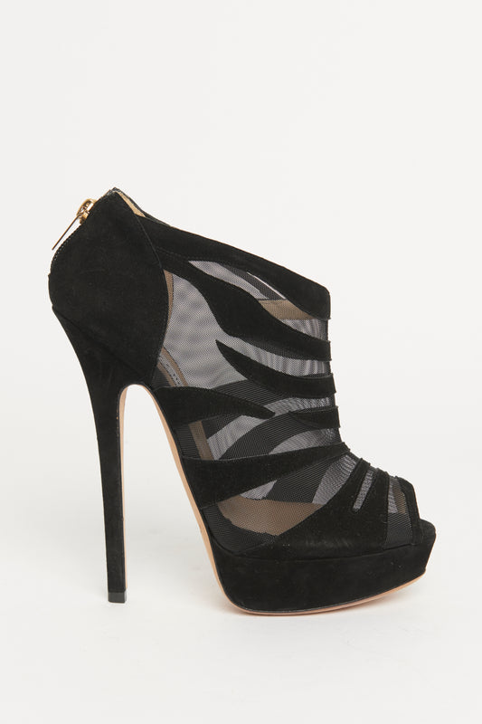 Black Suede Kerfield Preowned Platform Booties