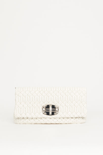 Off White Matelasse Leather Flap Preowned Clutch