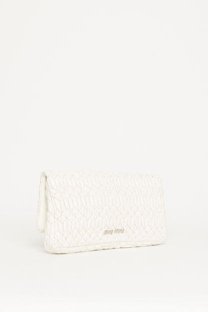 Off White Matelasse Leather Flap Preowned Clutch