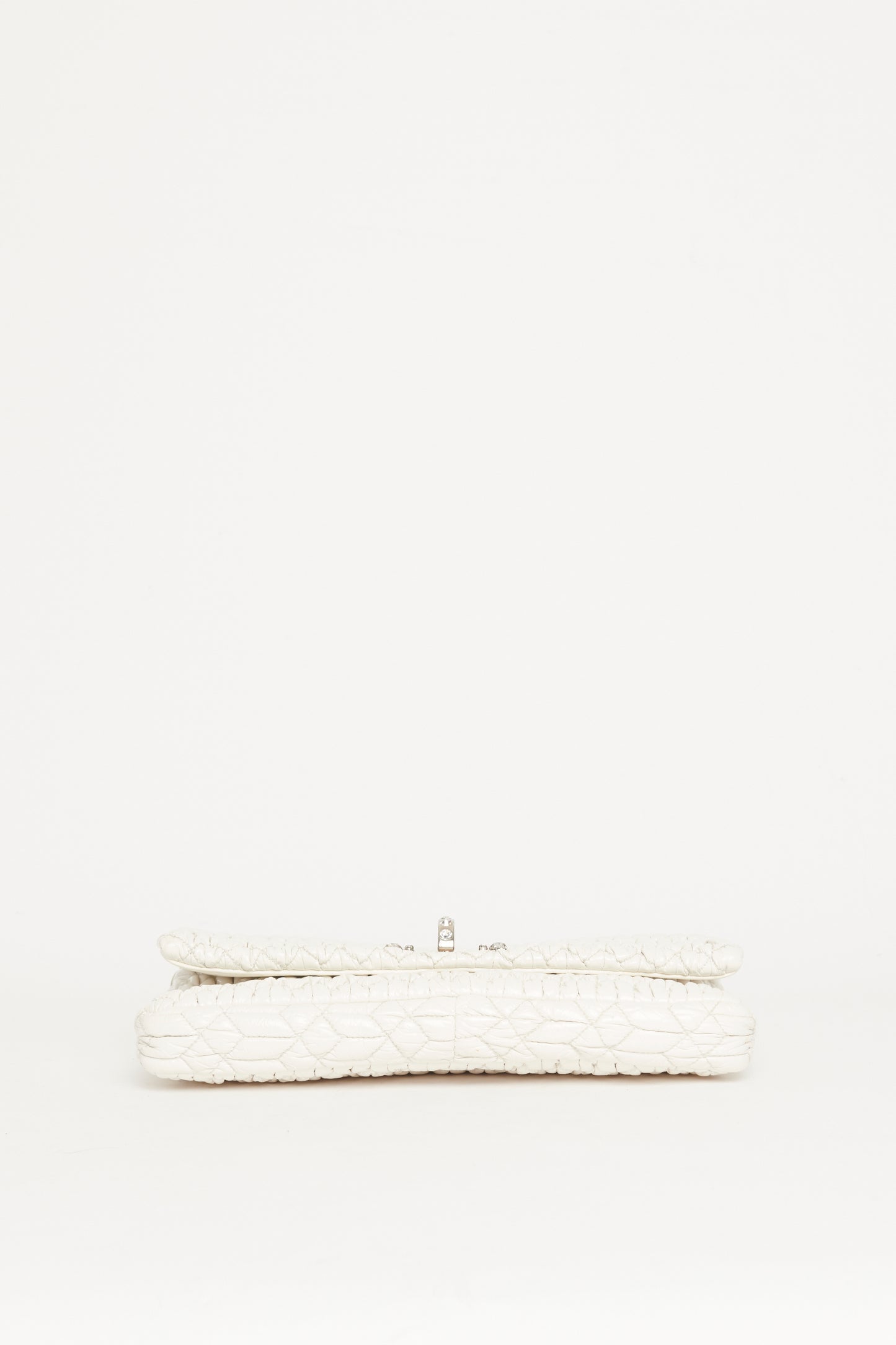 Off White Matelasse Leather Flap Preowned Clutch