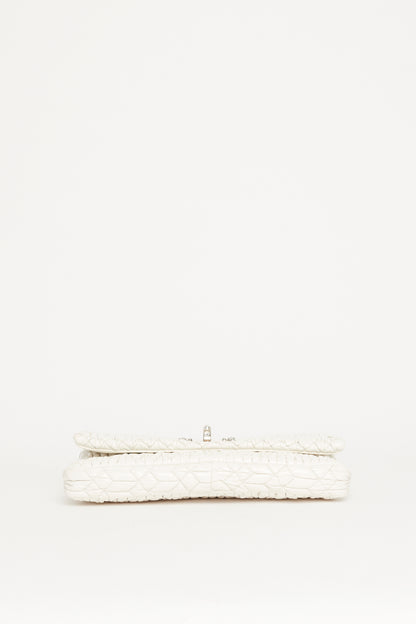 Off White Matelasse Leather Flap Preowned Clutch