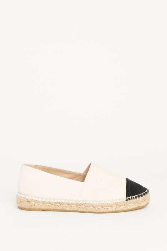 White Velvet Cap Toe CC Preowned Espadrilles