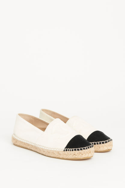 White Velvet Cap Toe CC Preowned Espadrilles