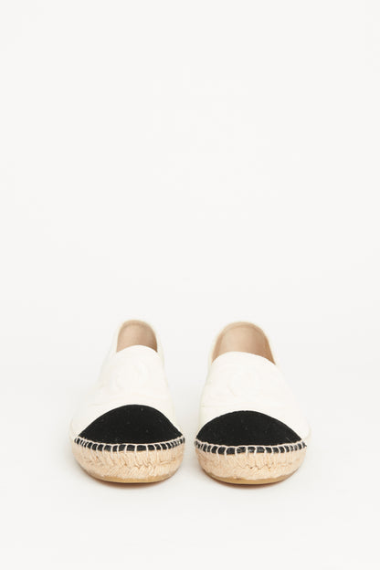 White Velvet Cap Toe CC Preowned Espadrilles