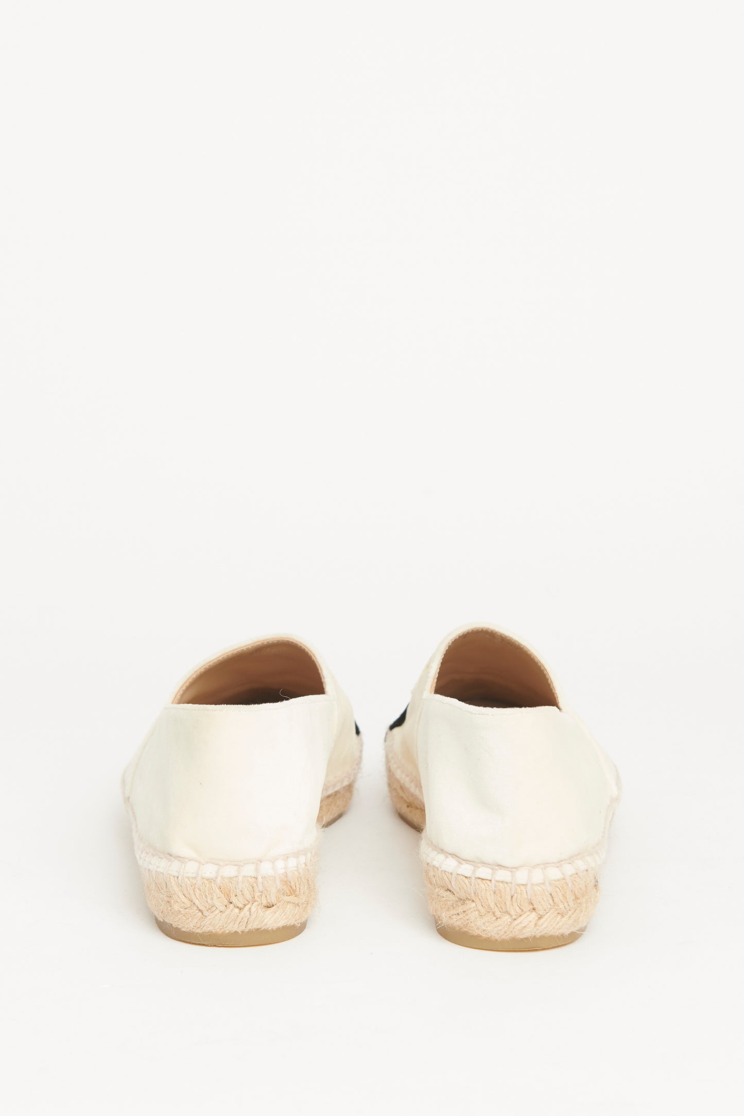 White Velvet Cap Toe CC Preowned Espadrilles