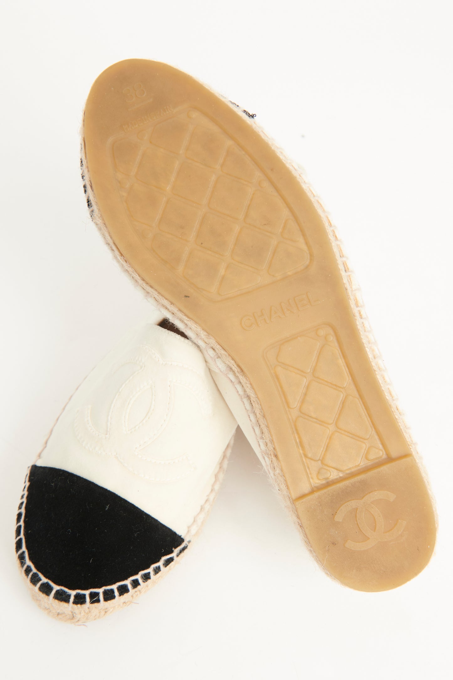 White Velvet Cap Toe CC Preowned Espadrilles