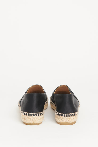 Black Satin Cap Toe CC Preowned Espadrilles