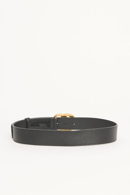 Black Leather Preowned Pearl Marmont GG Wide Belt