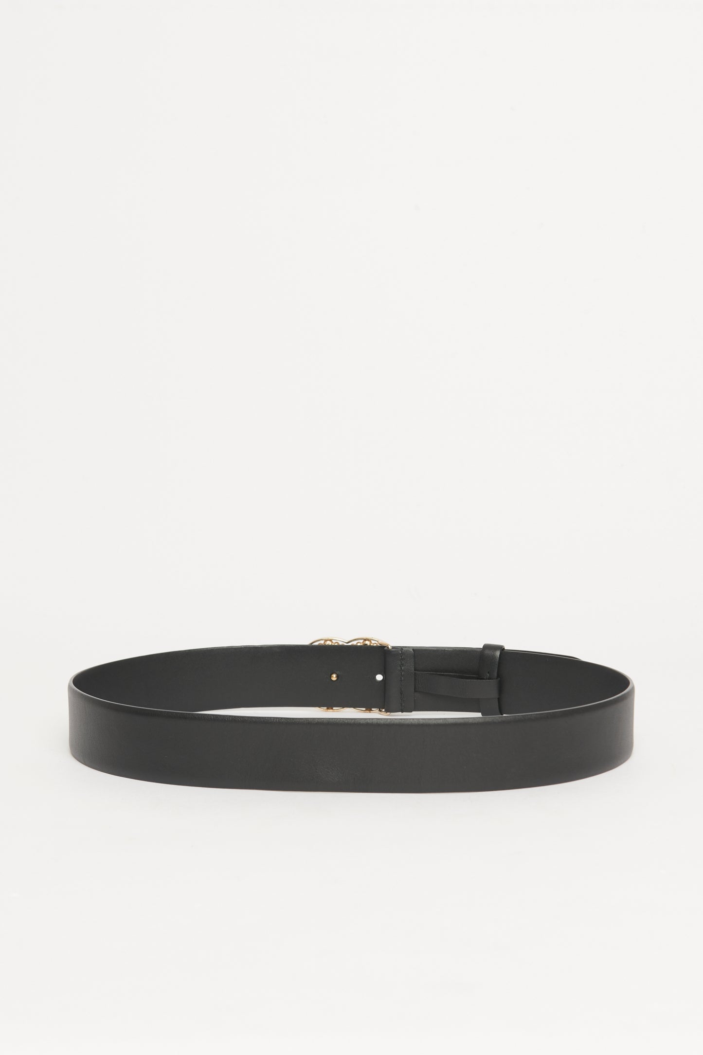 2019 Black Leather Preowned CC Crystal Embellished Belt