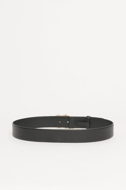 2019 Black Leather Preowned CC Crystal Embellished Belt