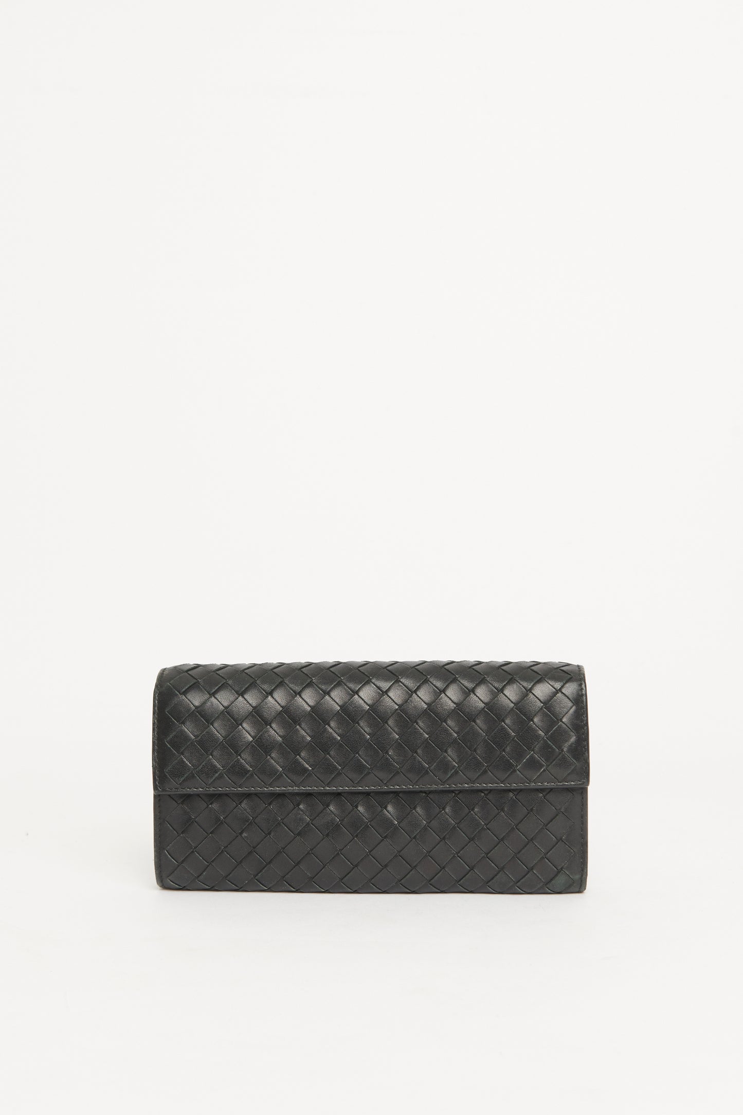 2007 Black Leather Preowned Intrecciato Long Wallet