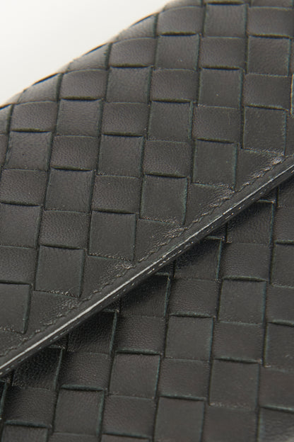 2007 Black Leather Preowned Intrecciato Long Wallet