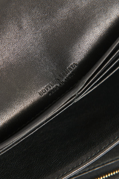 2007 Black Leather Preowned Intrecciato Long Wallet