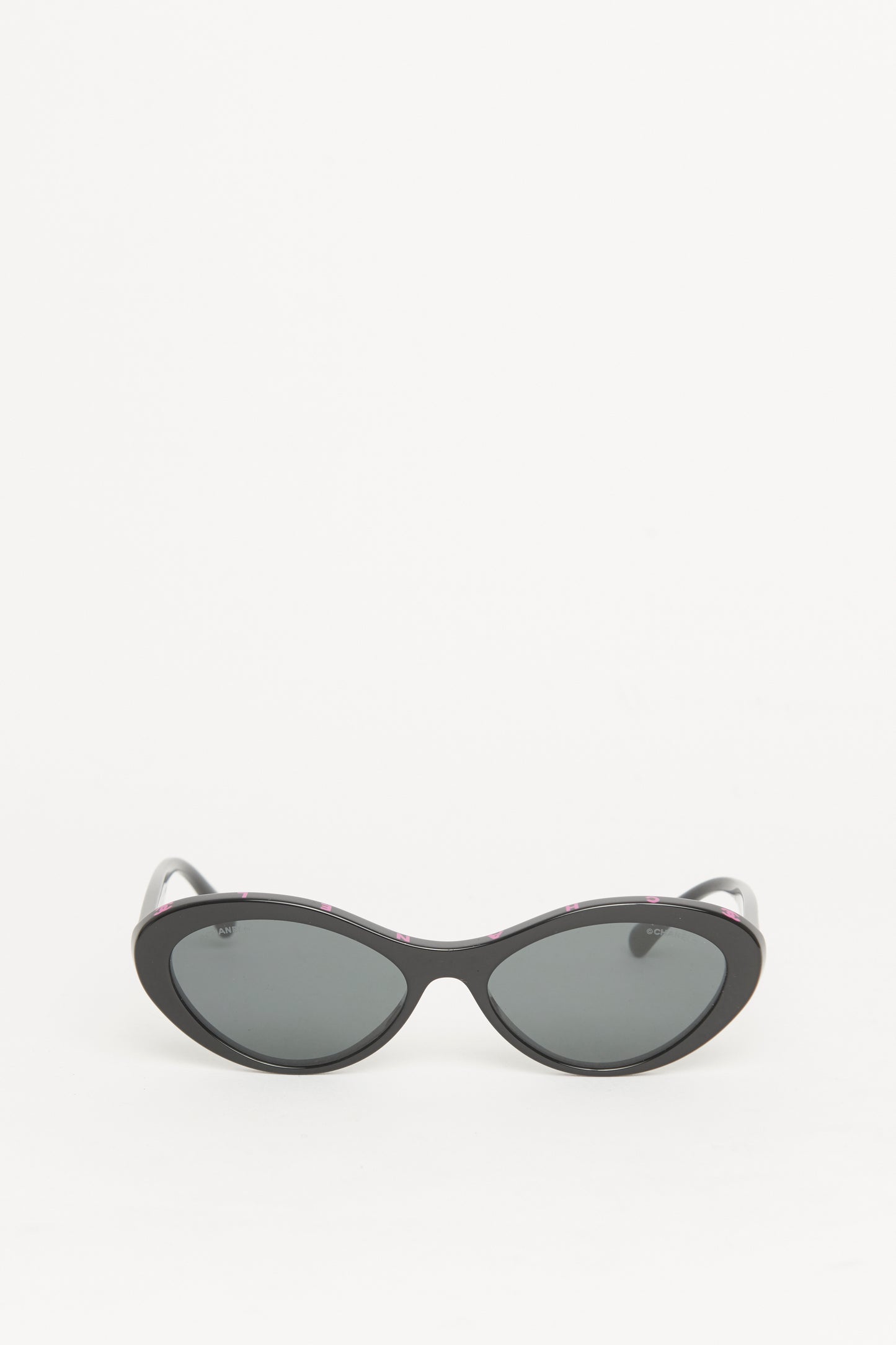 Black Acetate Preowned Oval Cat Eye Sunglasses