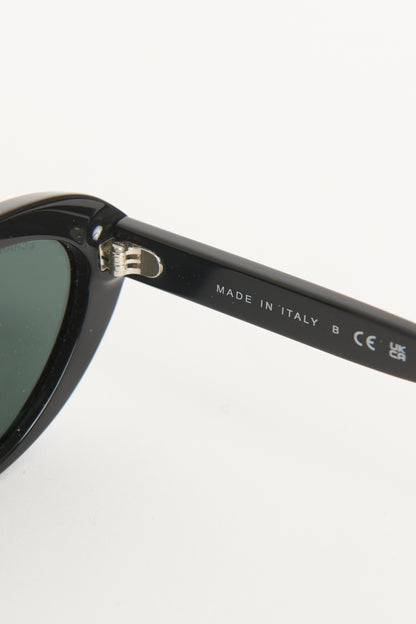 Black Acetate Preowned Oval Cat Eye Sunglasses