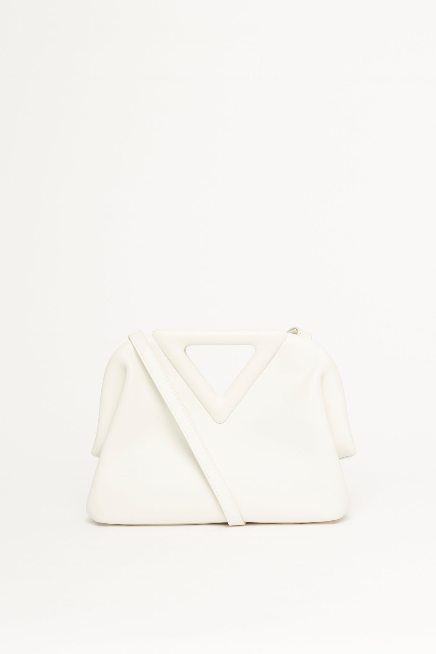 White Leather Preowned Point Top Handle Bag