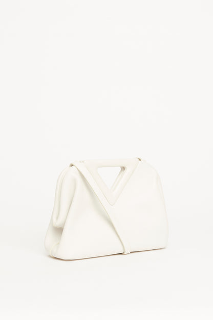 White Leather Preowned Point Top Handle Bag