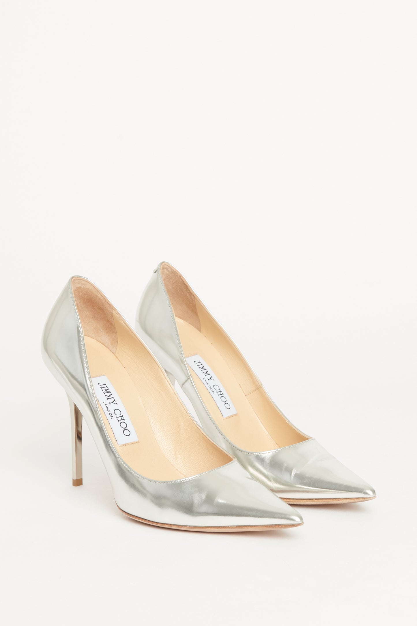 Silver Leather Abel Mirror Preowned Pumps