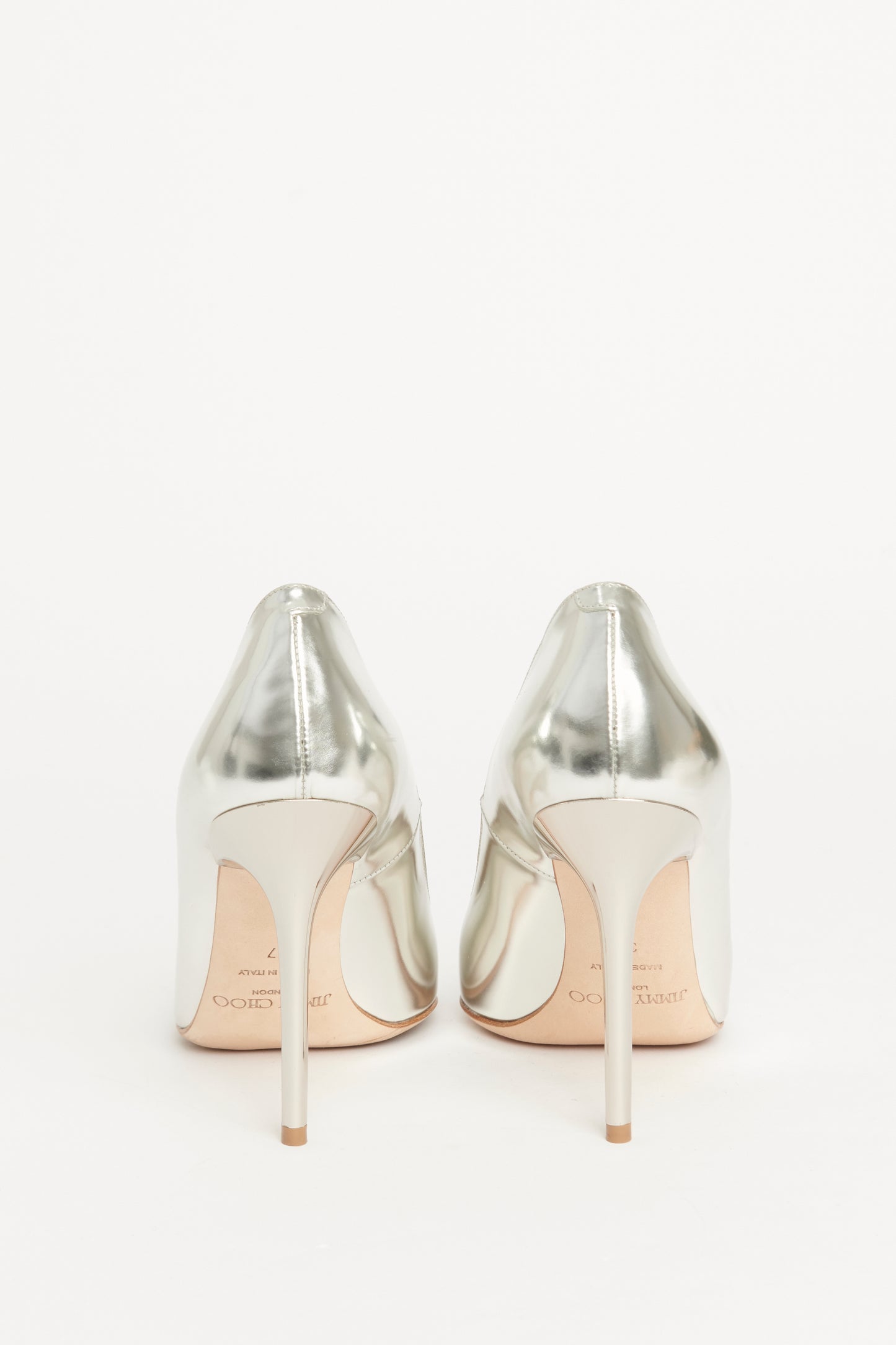 Silver Leather Abel Mirror Preowned Pumps