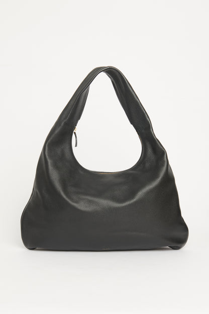 Black Leather Everyday Hobo Preowned Shoulder Bag