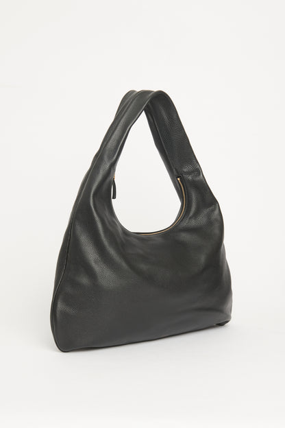 Black Leather Everyday Hobo Preowned Shoulder Bag