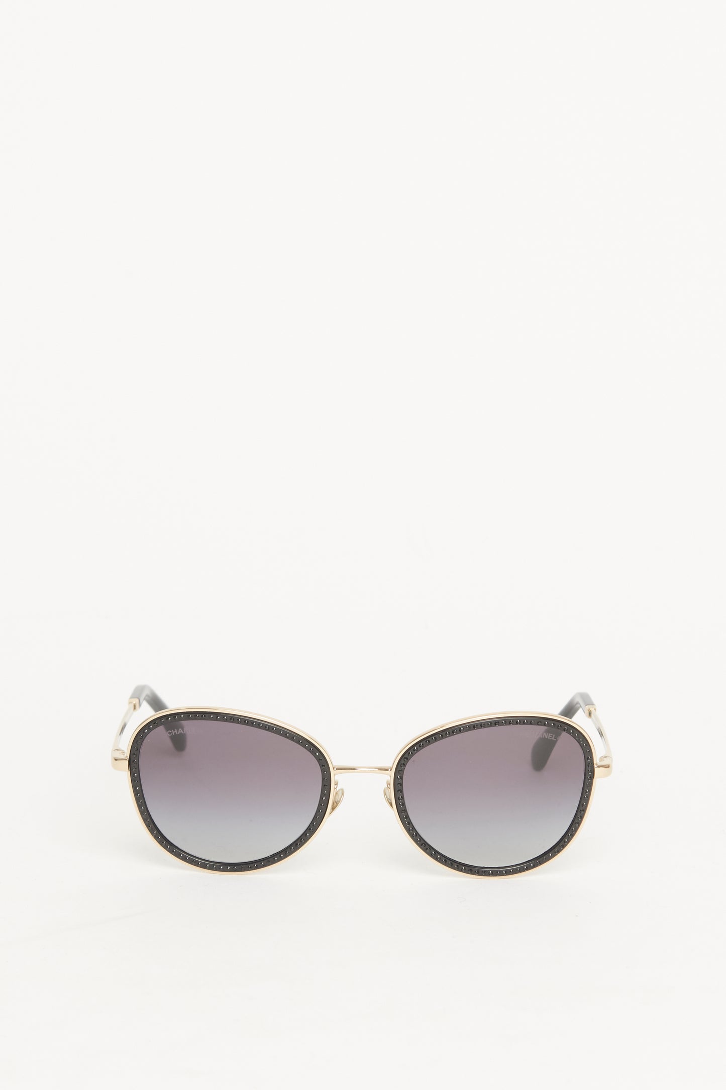 Gold Tone Metal Preowned Cat-Eye Sunglasses