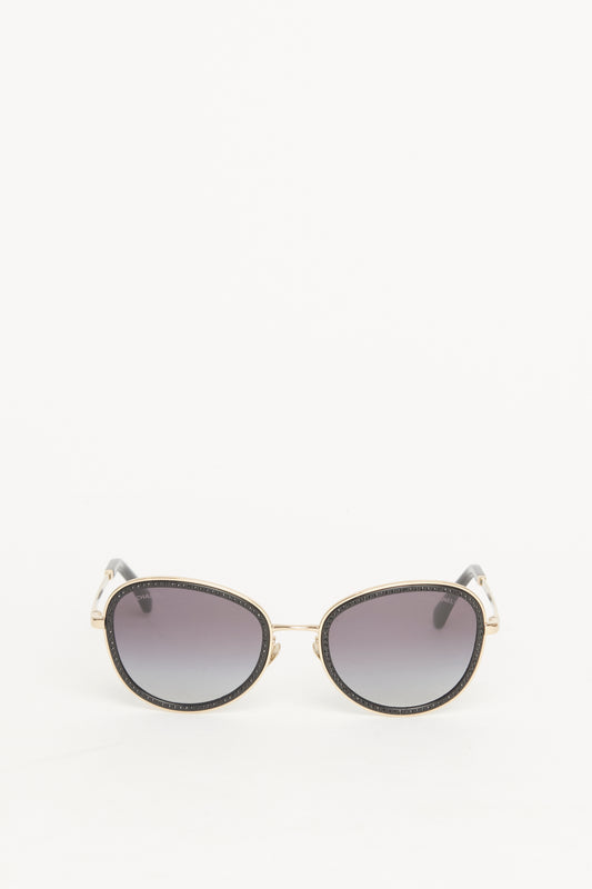 Gold Tone Metal Preowned Cat-Eye Sunglasses