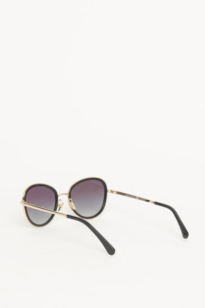 Gold Tone Metal Preowned Cat-Eye Sunglasses