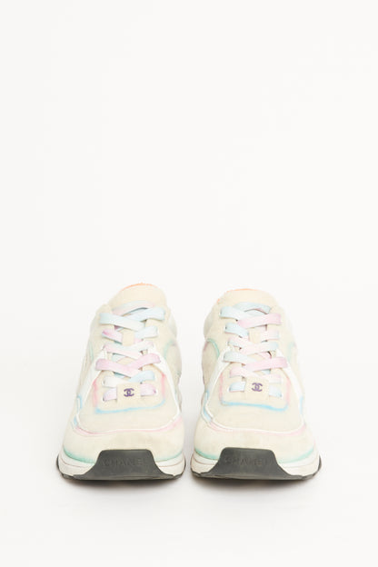 Multi White Wool & Leather Lace Up Preowned Pastel Sneakers