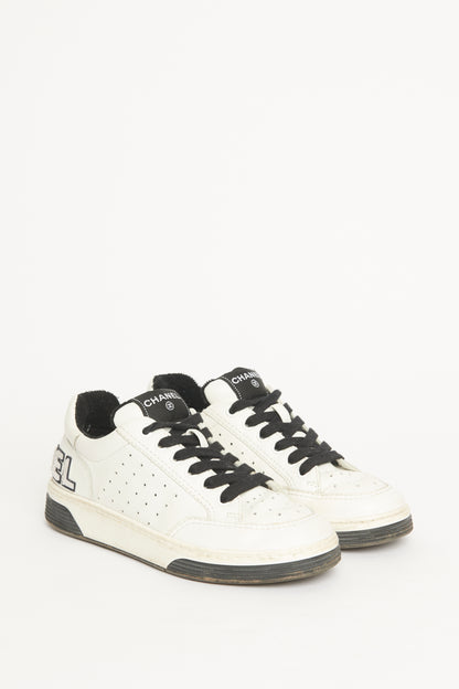 White Leather Perforated Logo Preowned trainer