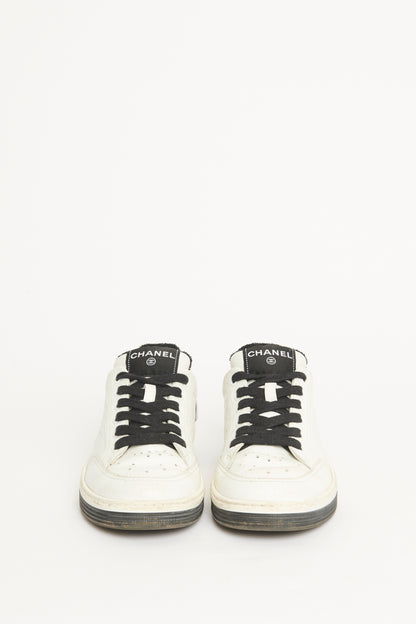 White Leather Perforated Logo Preowned trainer