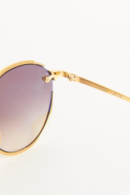 Gold Tone Nicks Round Frame Preowned Sunglasses