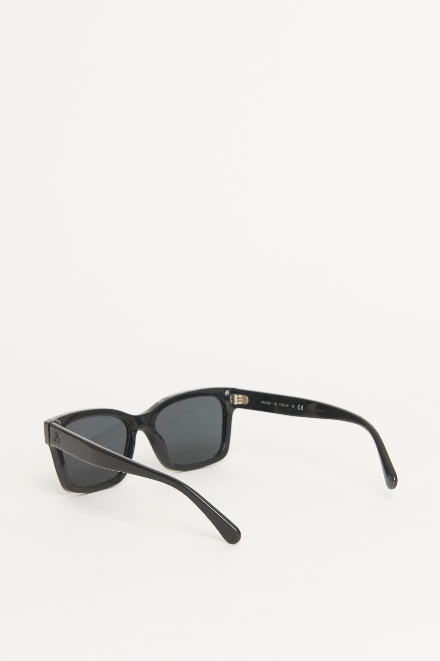 Black Acetate Square Framed Preowned Sunglasses