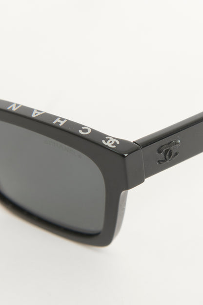 Black Acetate Square Framed Preowned Sunglasses