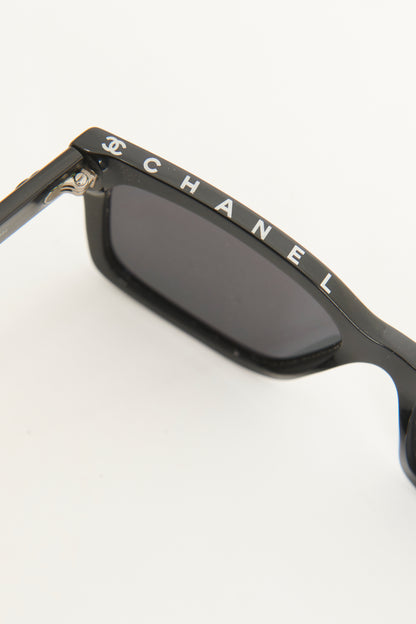 Black Acetate Square Framed Preowned Sunglasses