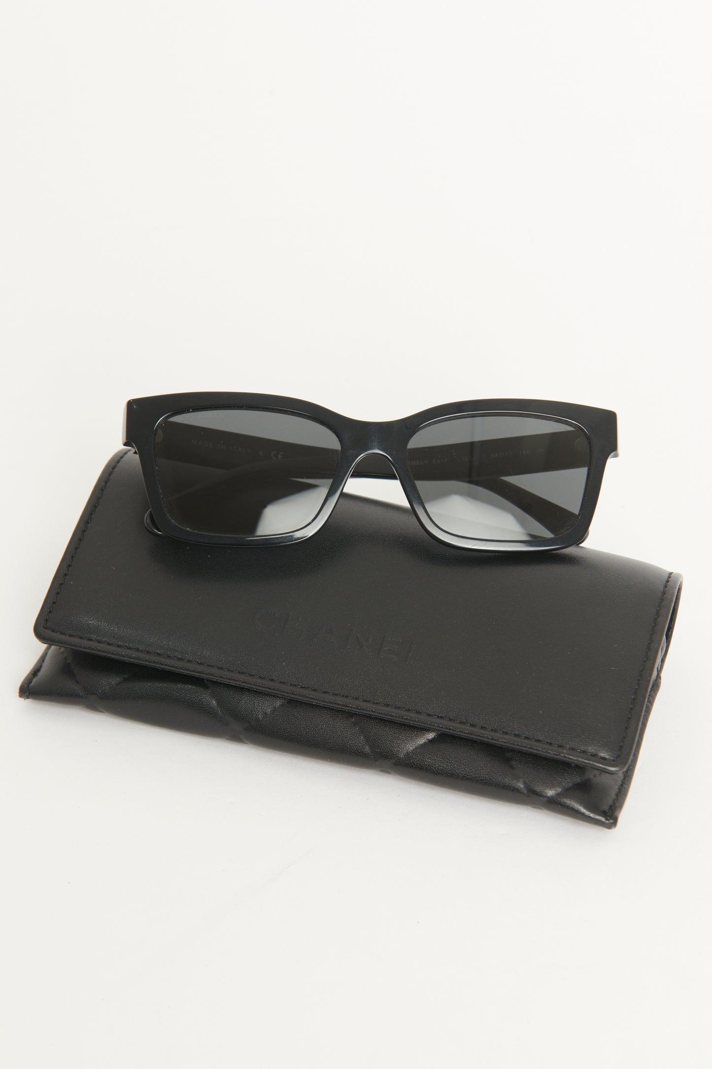 Black Acetate Square Framed Preowned Sunglasses