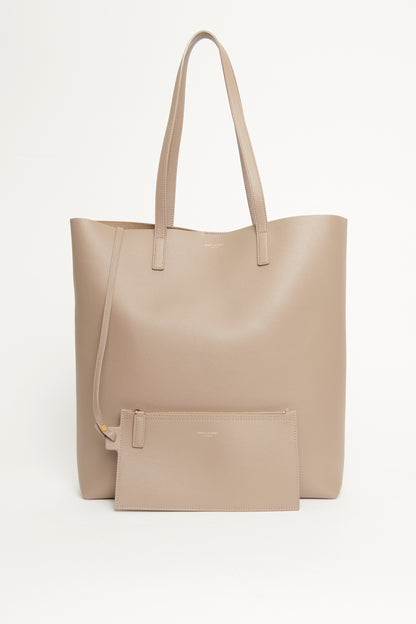 2018 Taupe Leather North/South Preowned Shopping Tote