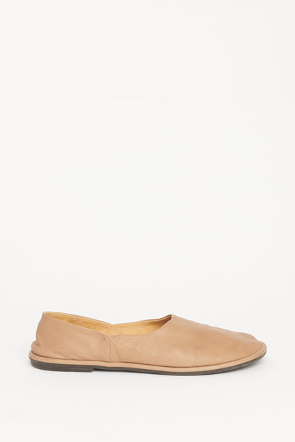 Taupe Leather Canal Preowned Flats