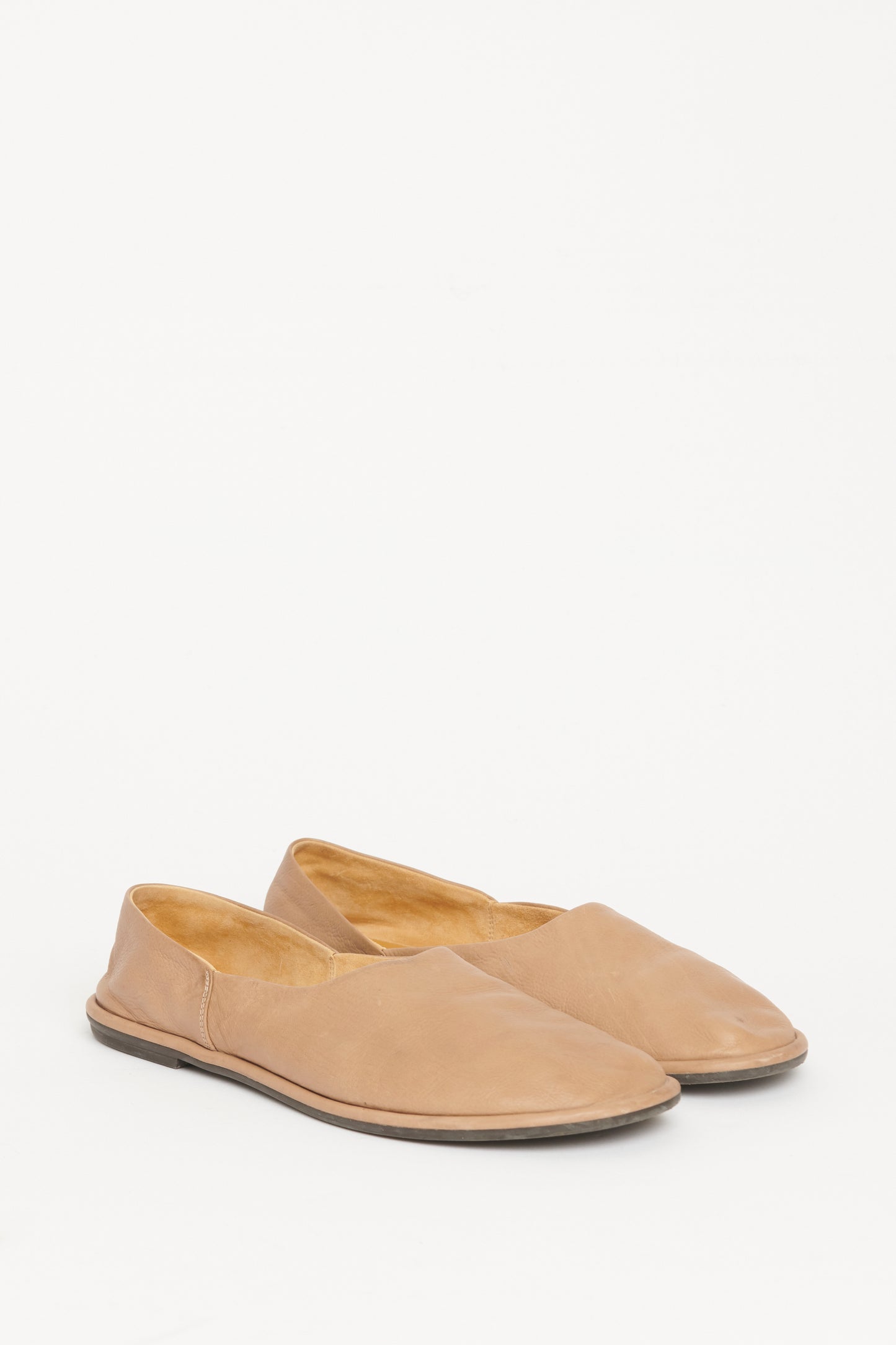 Taupe Leather Canal Preowned Flats