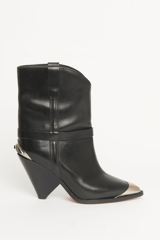 2018 Black Leather Lamsy Preowned Ankle Boots