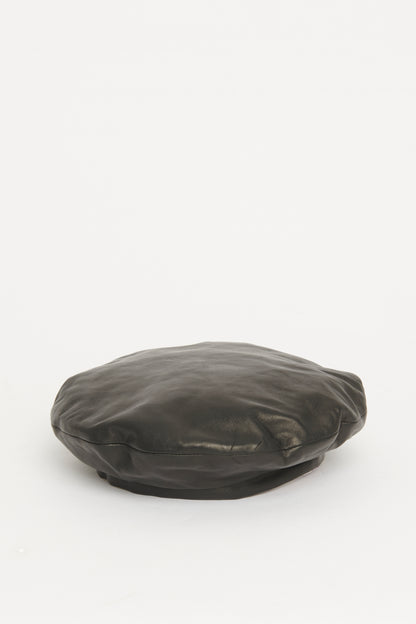 Black Leather Preowned Beret