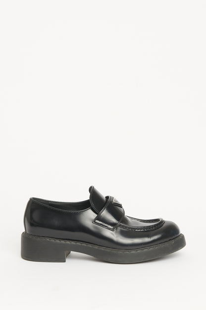 Black Brushed Leather Preowned Loafers