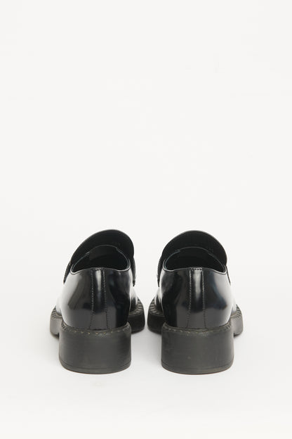 Black Brushed Leather Preowned Loafers