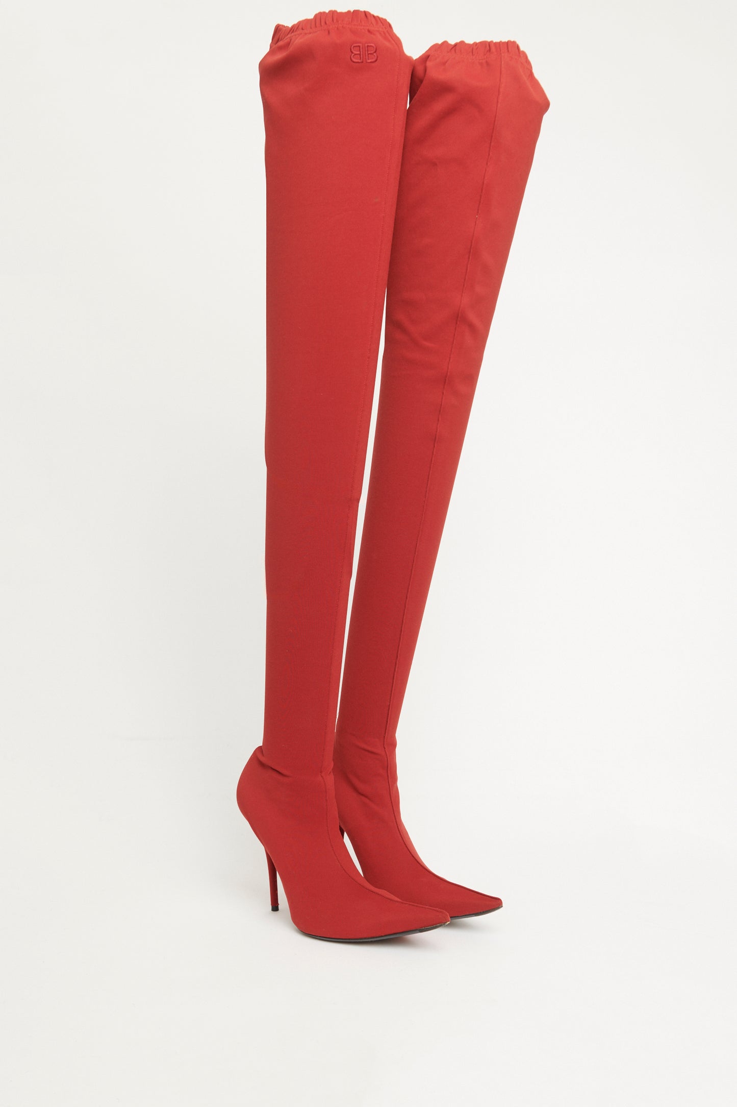 Red Thigh High Preowned Knife Boots