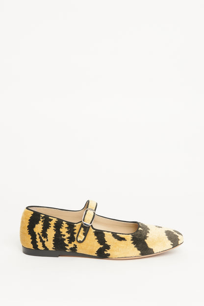 Beige Velvet Preowned Tiger Bevilacqua Velvet Ballet Flats