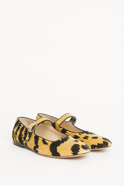 Beige Velvet Preowned Tiger Bevilacqua Velvet Ballet Flats